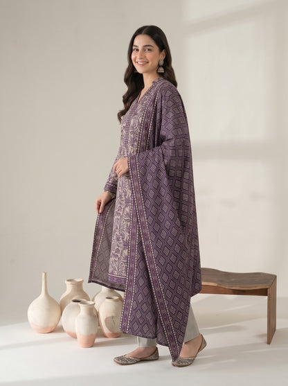 RESHAM 3pcs Un-Stitched Printed Khaddar [D-6282]