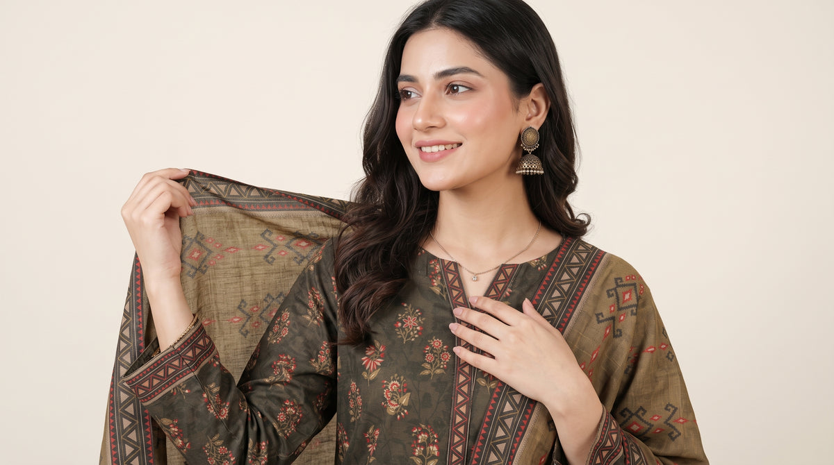 KIRAN 3pcs Stitched Printed Khaddar [D-6286]