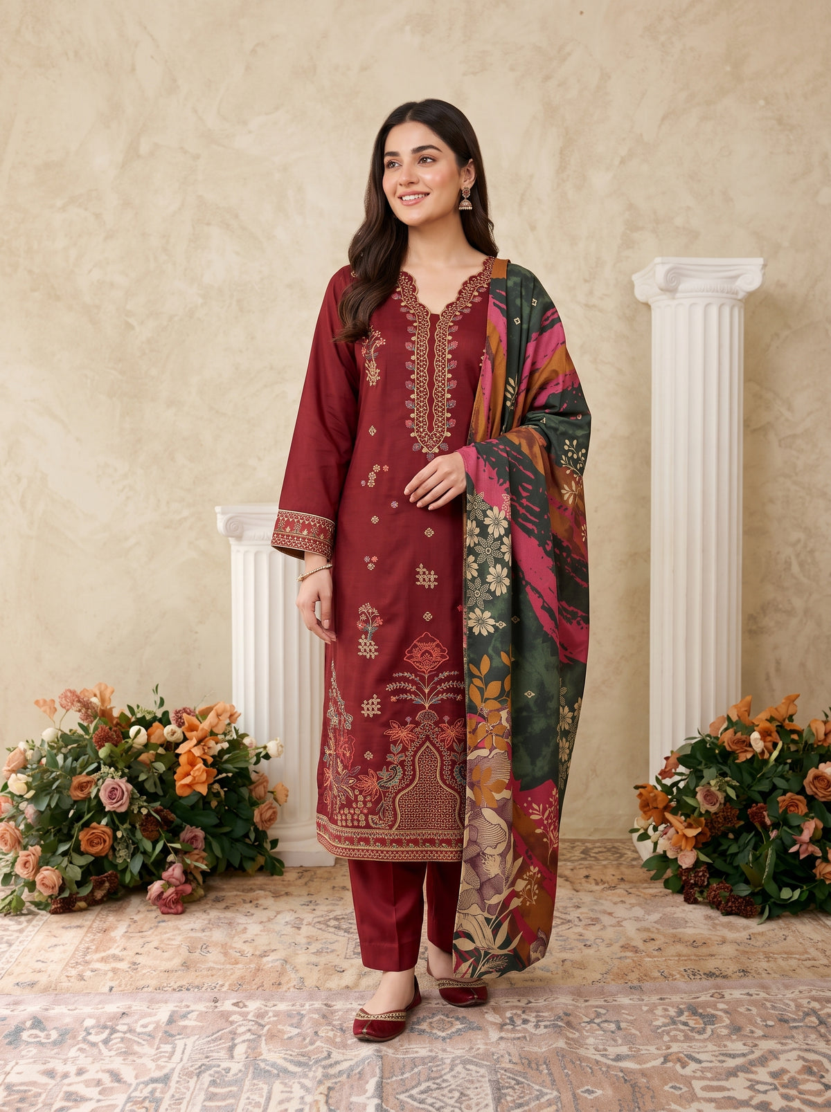 INARA 3pcs Un-Stitched Emb Viscose [D-6215]
