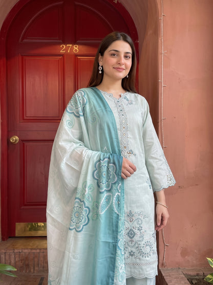 NAZIK 3pcs Stitched Emb Khaddi [D-1796]