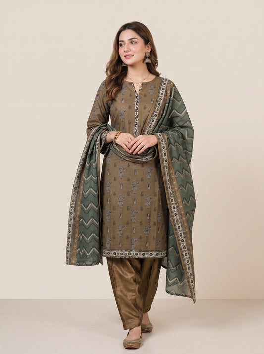 GHAZAL 3pcs Stitched Printed Khaddar [D-6267]