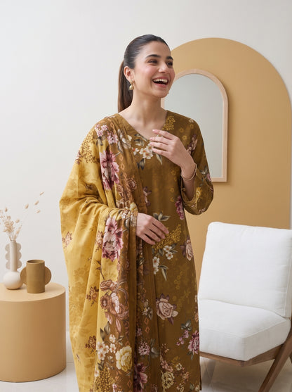 ZUNAIRA 3pcs Un-Stitched Printed Staple [D-6654]