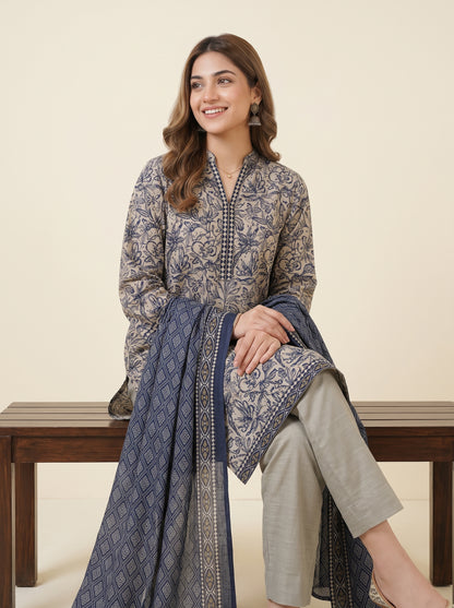 JHOOM 3pcs Stitched Printed Khaddar [D-6285]