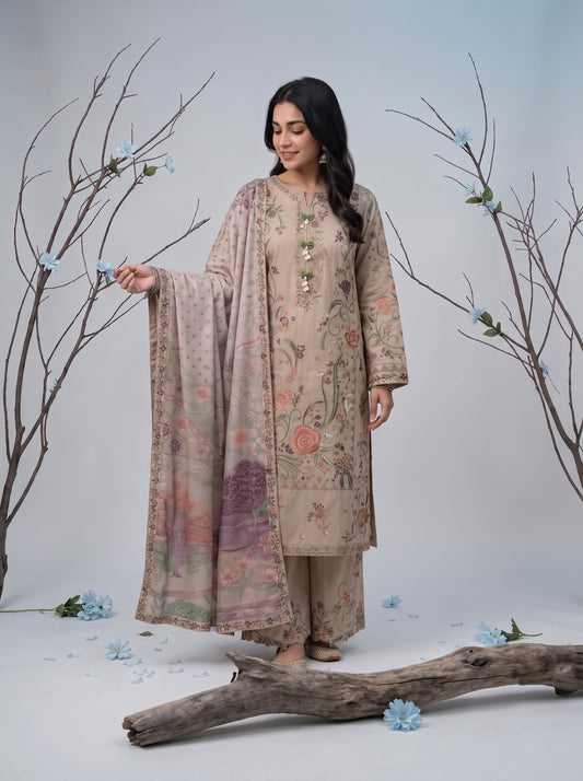 ZARAFAT 3pcs Semi-Stitched Emb Lawn [D-4817]
