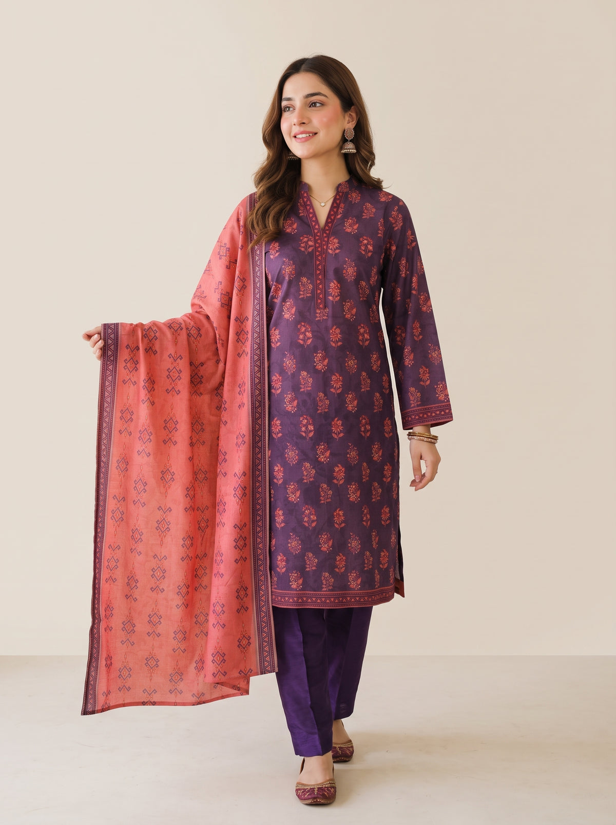 KIRAN 3pcs Stitched Printed Khaddar [D-6287]