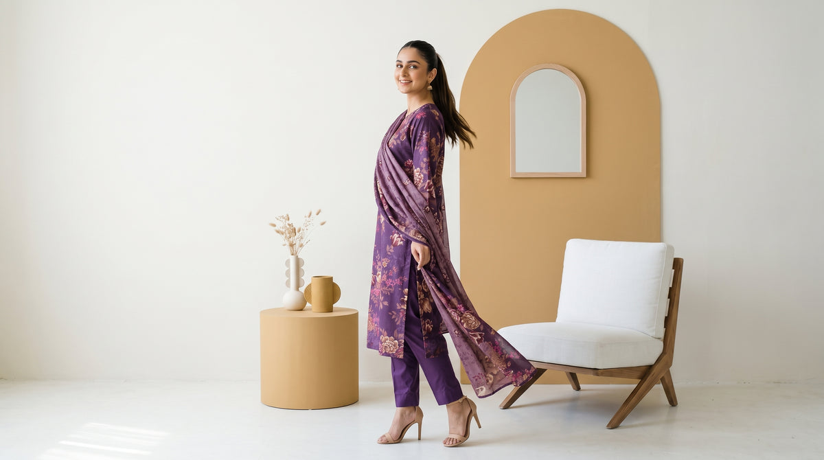 ZUNAIRA 3pcs Un-Stitched Printed Staple [D-6658]