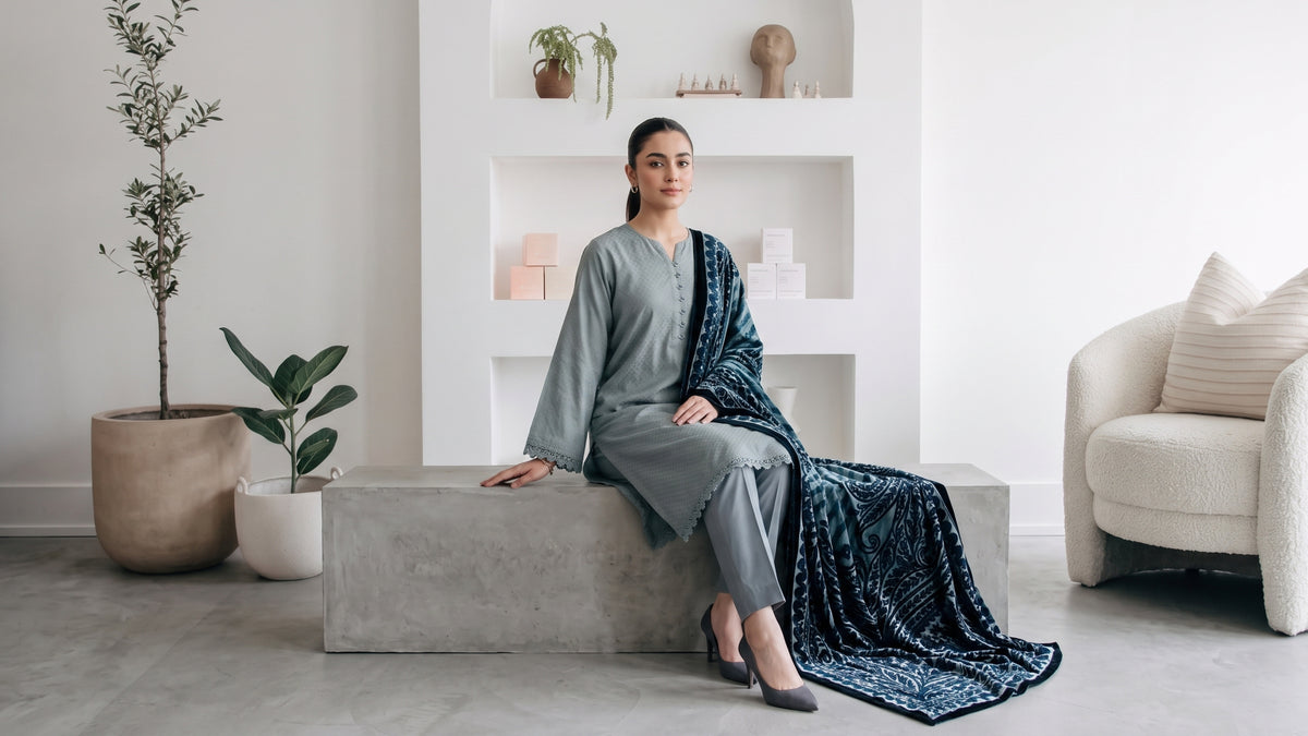 AERIS 3pcs Un-Stitched Jacquard  Dhanak [D-6747]