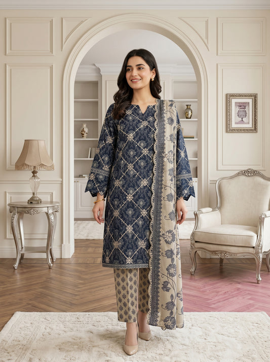 MARIUM 3pcs Un-Stitched Emb Printed Lawn [D-4139]