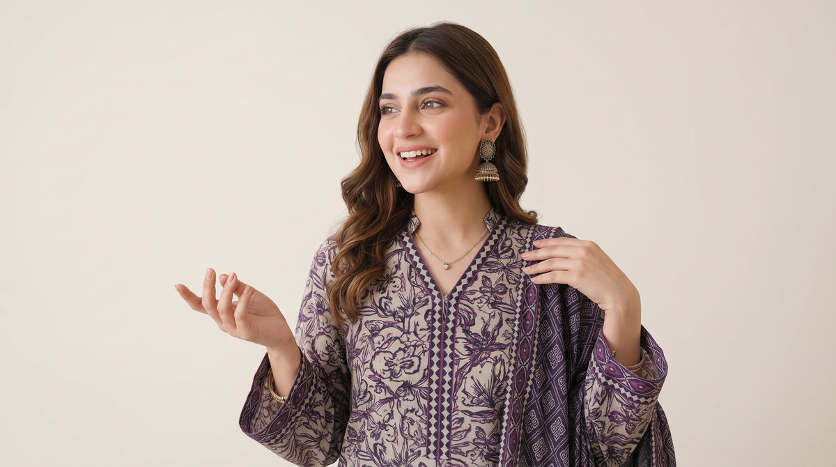 GHAZAL 3pcs Stitched Printed Khaddar [D-6282]