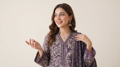 GHAZAL 3pcs Stitched Printed Khaddar [D-6282]