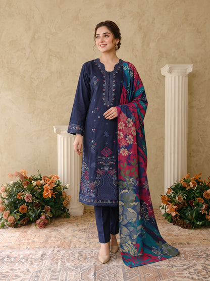 INARA 3pcs Un-Stitched Emb Viscose [D-6211]