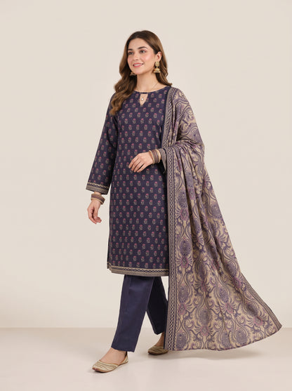 JHOOM 3pcs Stitched Printed Khaddar [D-6144]