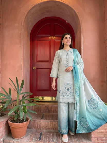 NAZIK 3pcs Stitched Emb Khaddi [D-1796]