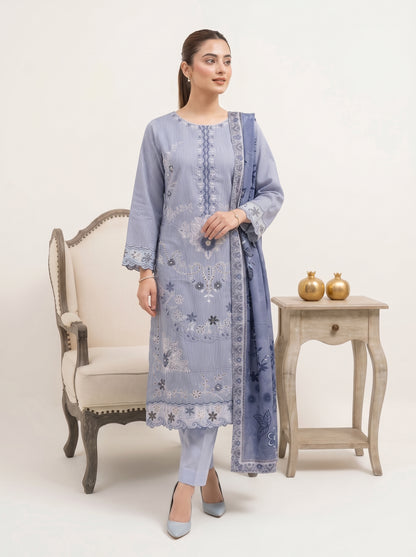 SOULAY 3pcs Un-Stitched Emb Viscose [D-6158]