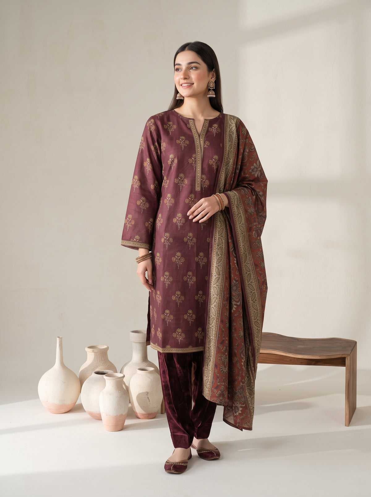 RESHAM 3pcs Un-Stitched Printed Khaddar [D-6272]