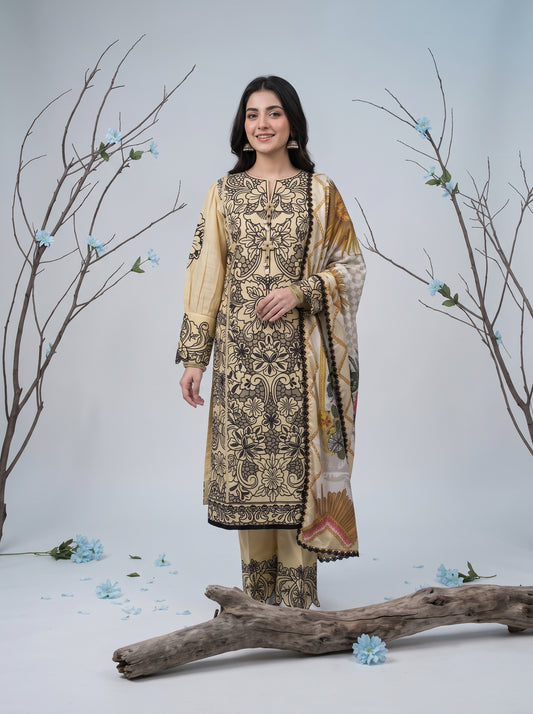ZARAFAT 3pcs Semi-Stitched Emb Lawn [D-4814]