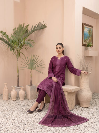 MEENA 3pcs Un-Stitched  Embroidered Dhanak [D-6305]