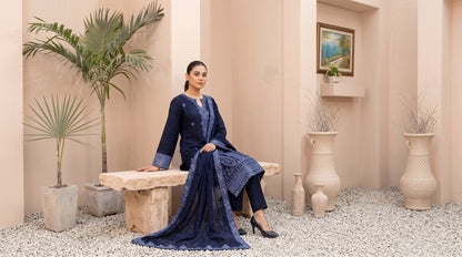 MEENA 3pcs Un-Stitched  Embroidered Dhanak [D-6302]