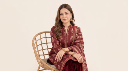 SILSILA 3pcs Un-Stitched Printed Khaddar [D-6273]