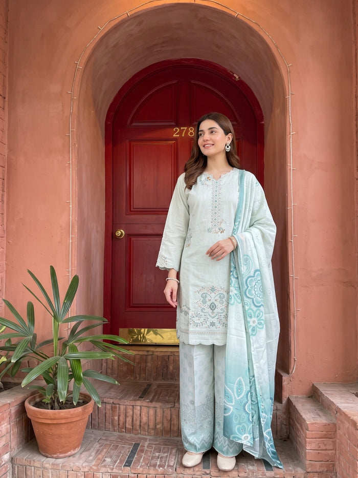 NAZIK 3pcs Stitched Emb Khaddi [D-1795]