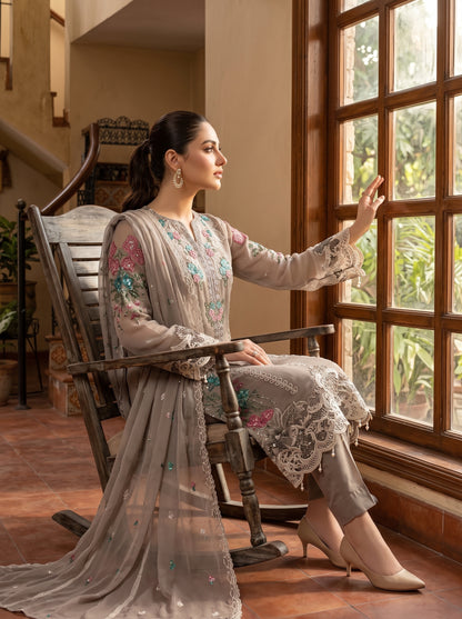ZAFIELLE 3pcs Semi-Stitched Emb Chiffon [D-5104]