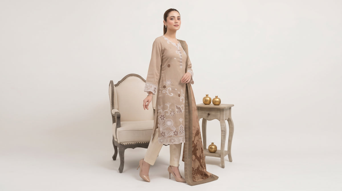 SOULAY 3pcs Un-Stitched Emb Viscose [D-6159]