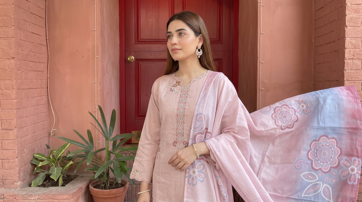 NAZIK 3pcs Stitched Emb Khaddi [D-1797]