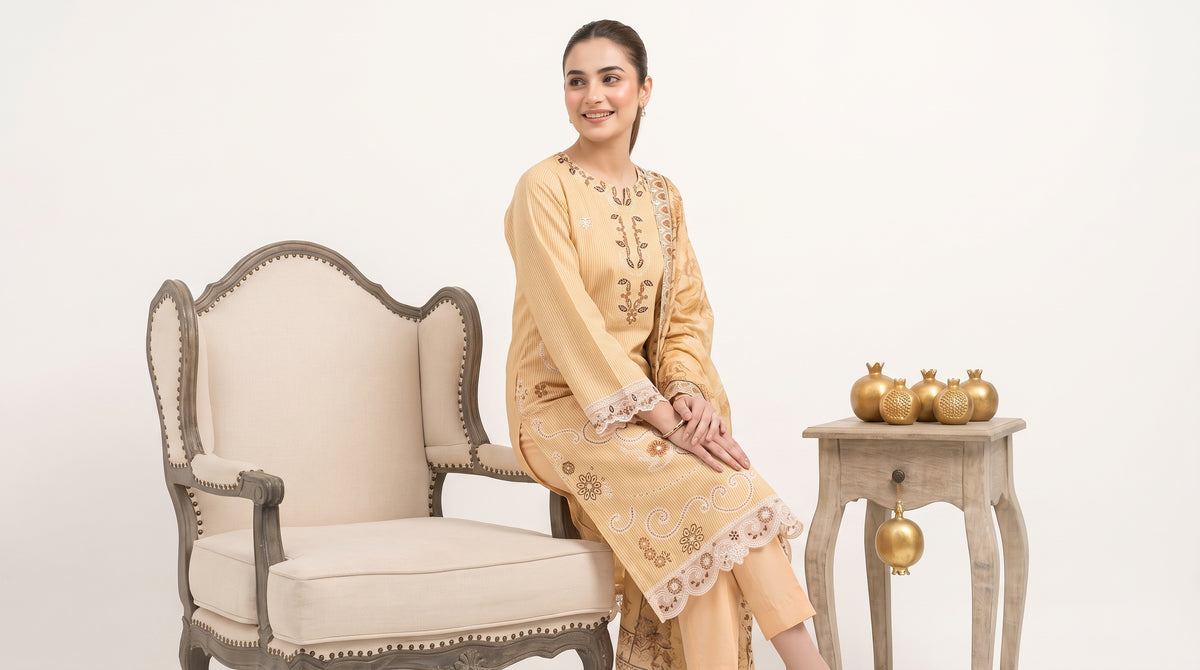 SOULAY 3pcs Un-Stitched Emb Viscose [D-6156]