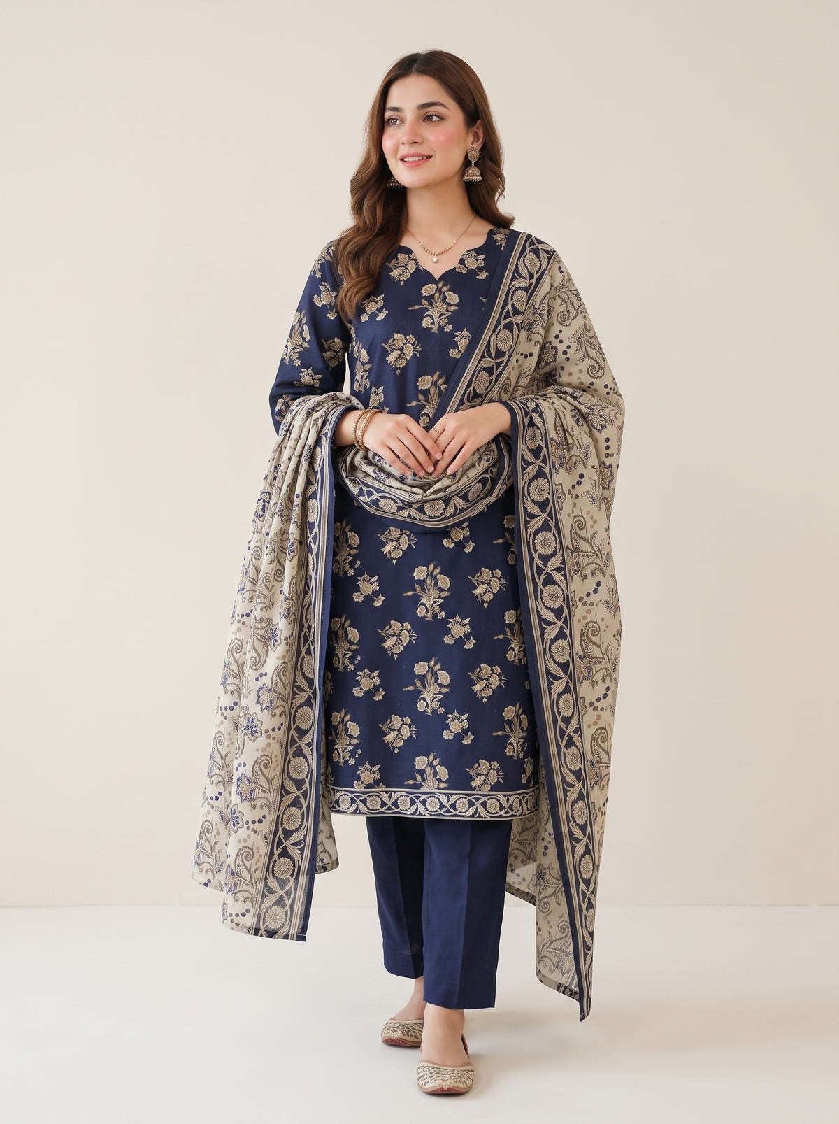 KIRAN 3pcs Stitched Printed Khaddar [D-6147]