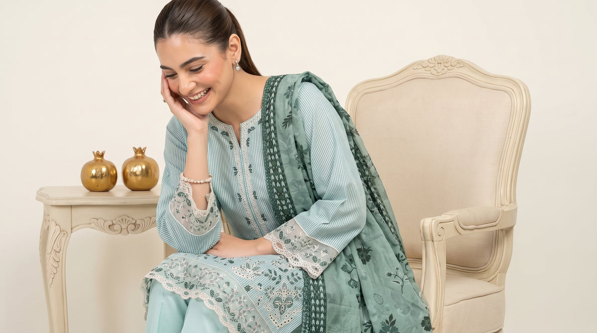 SOULAY 3pcs Un-Stitched Emb Viscose [D-6157]
