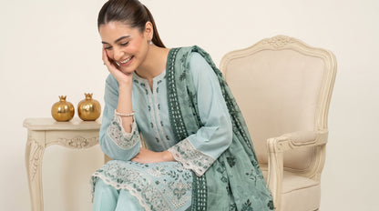 SOULAY 3pcs Un-Stitched Emb Viscose [D-6157]
