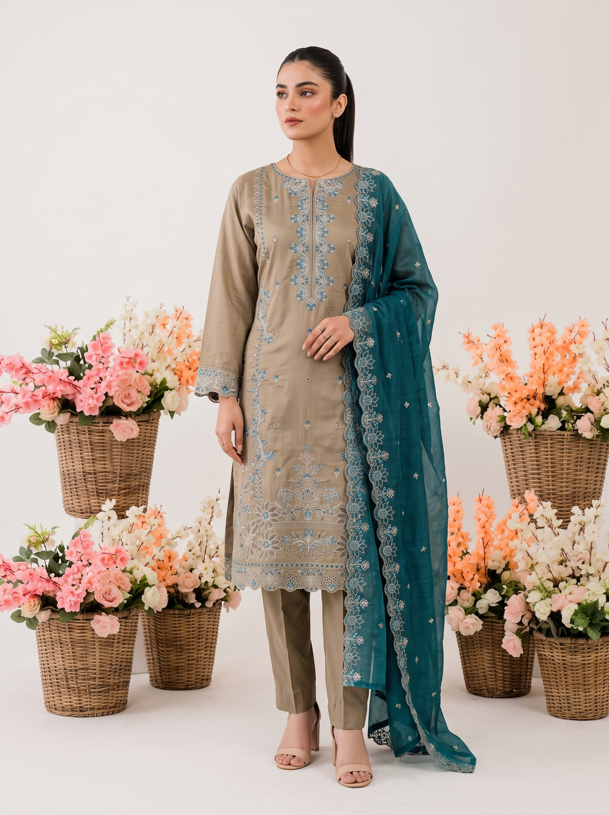 ZERANE 3pcs Un-Stitched Emb Viscose [D-5963]