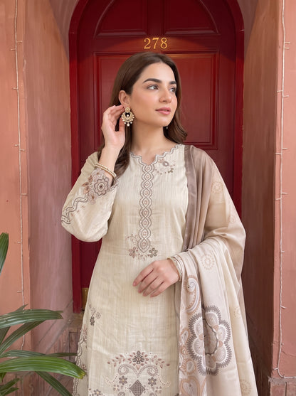 NAZIK 3pcs Stitched Emb Khaddi [D-1799]