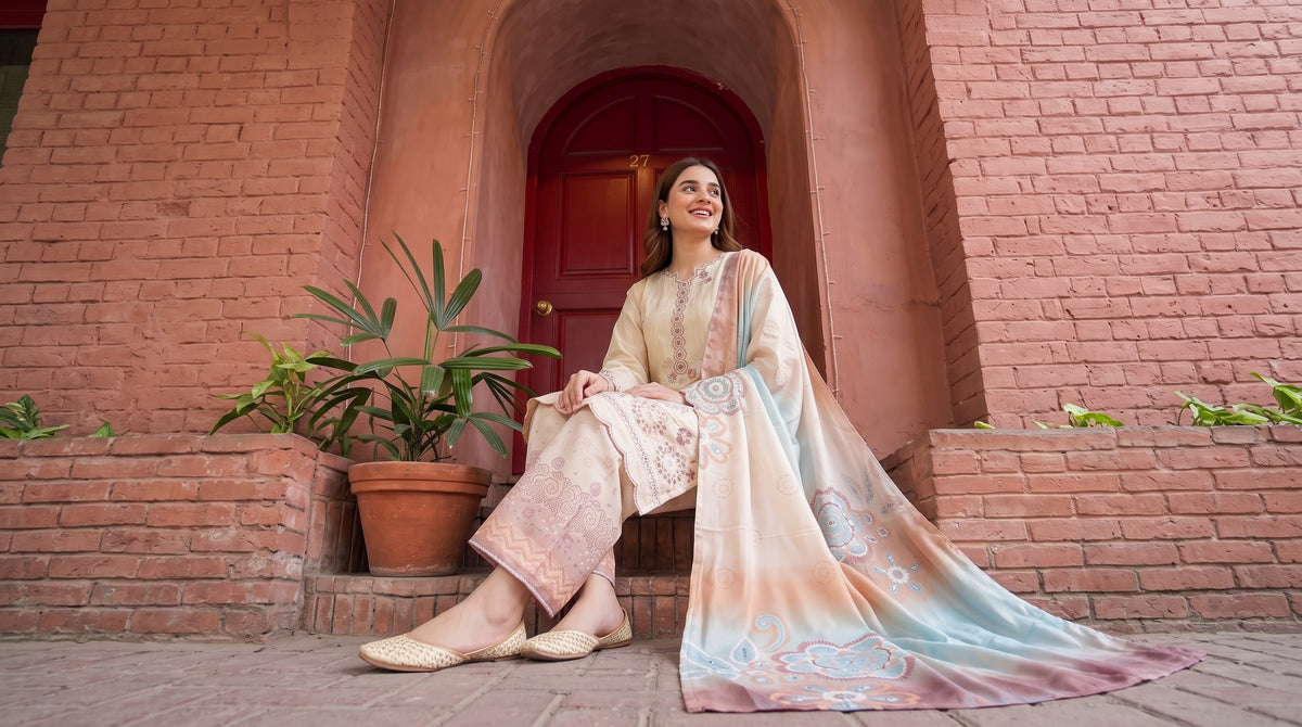 NAZIK 3pcs Stitched Emb Khaddi [D-1798]