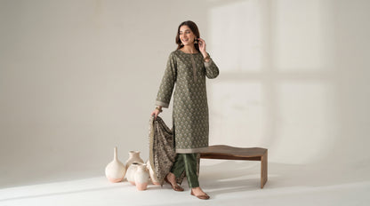 RESHAM 3pcs Un-Stitched Printed Khaddar [D-6284]