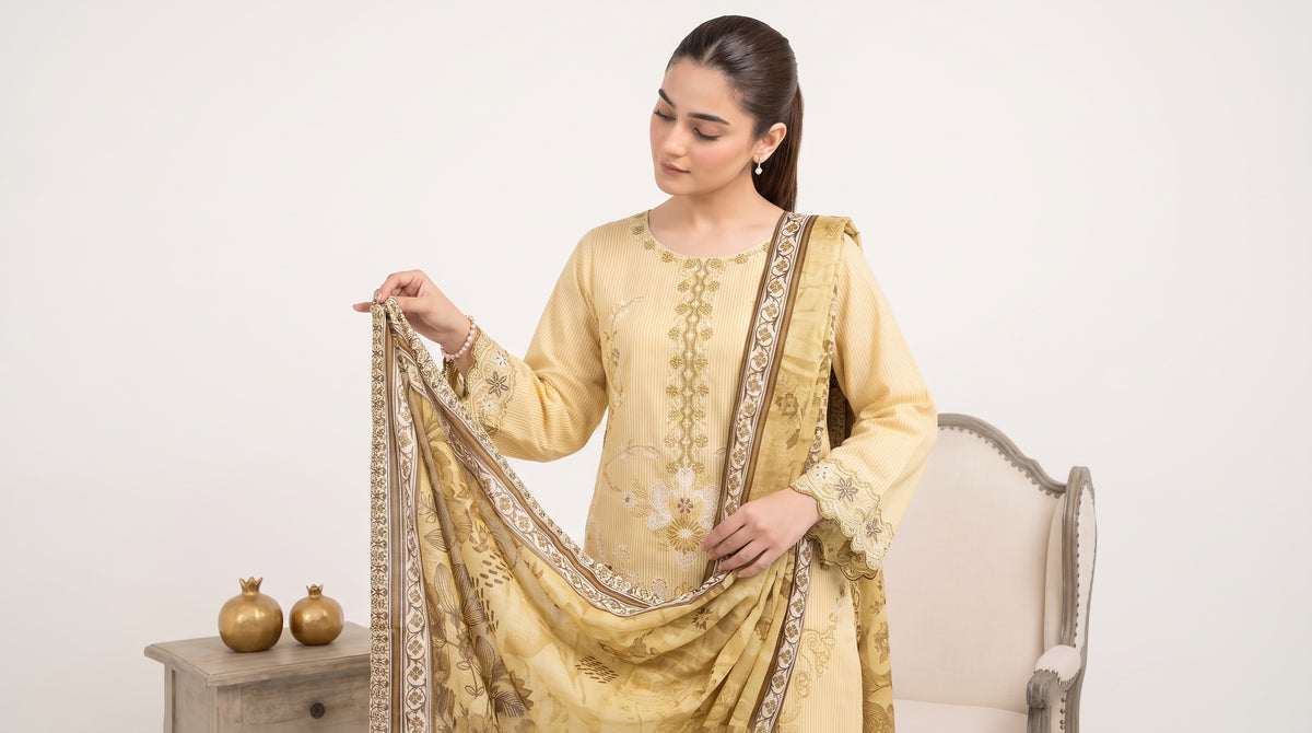 SOULAY 3pcs Un-Stitched Emb Viscose [D-6152]