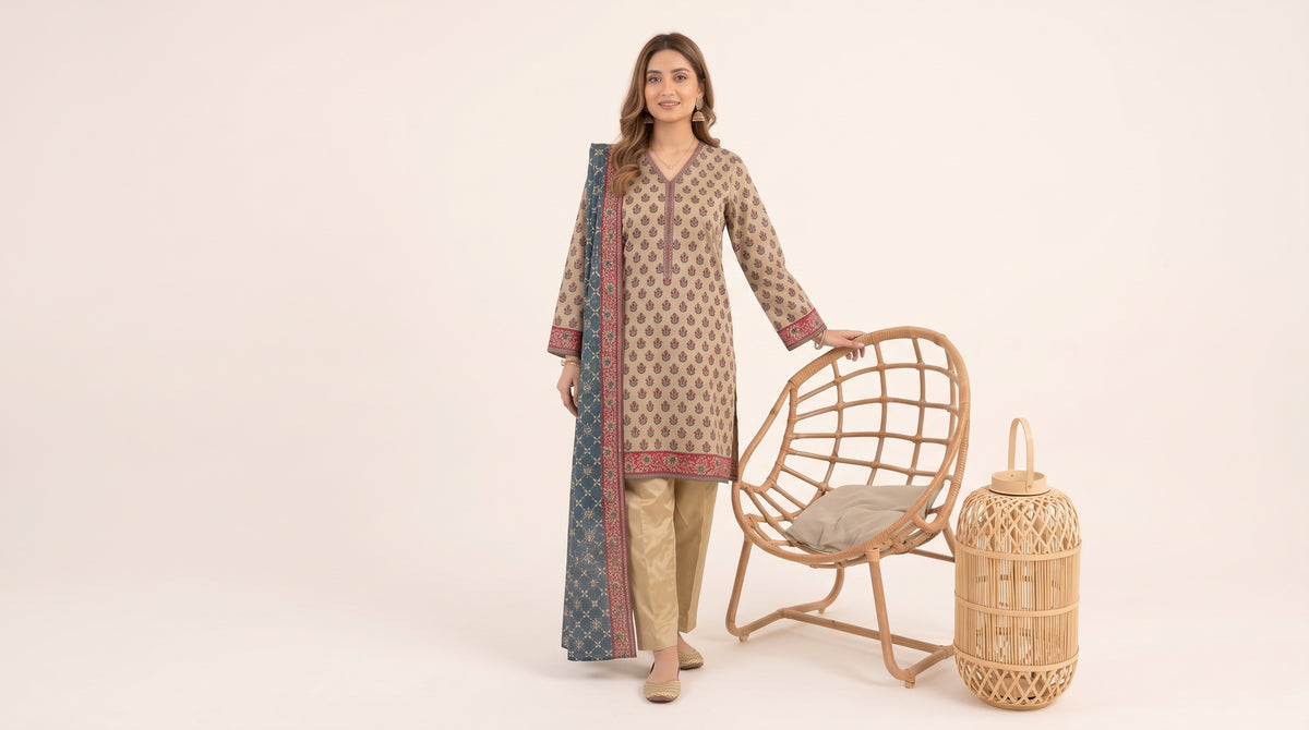 SILSILA 3pcs Un-Stitched Printed Khaddar [D-6267]