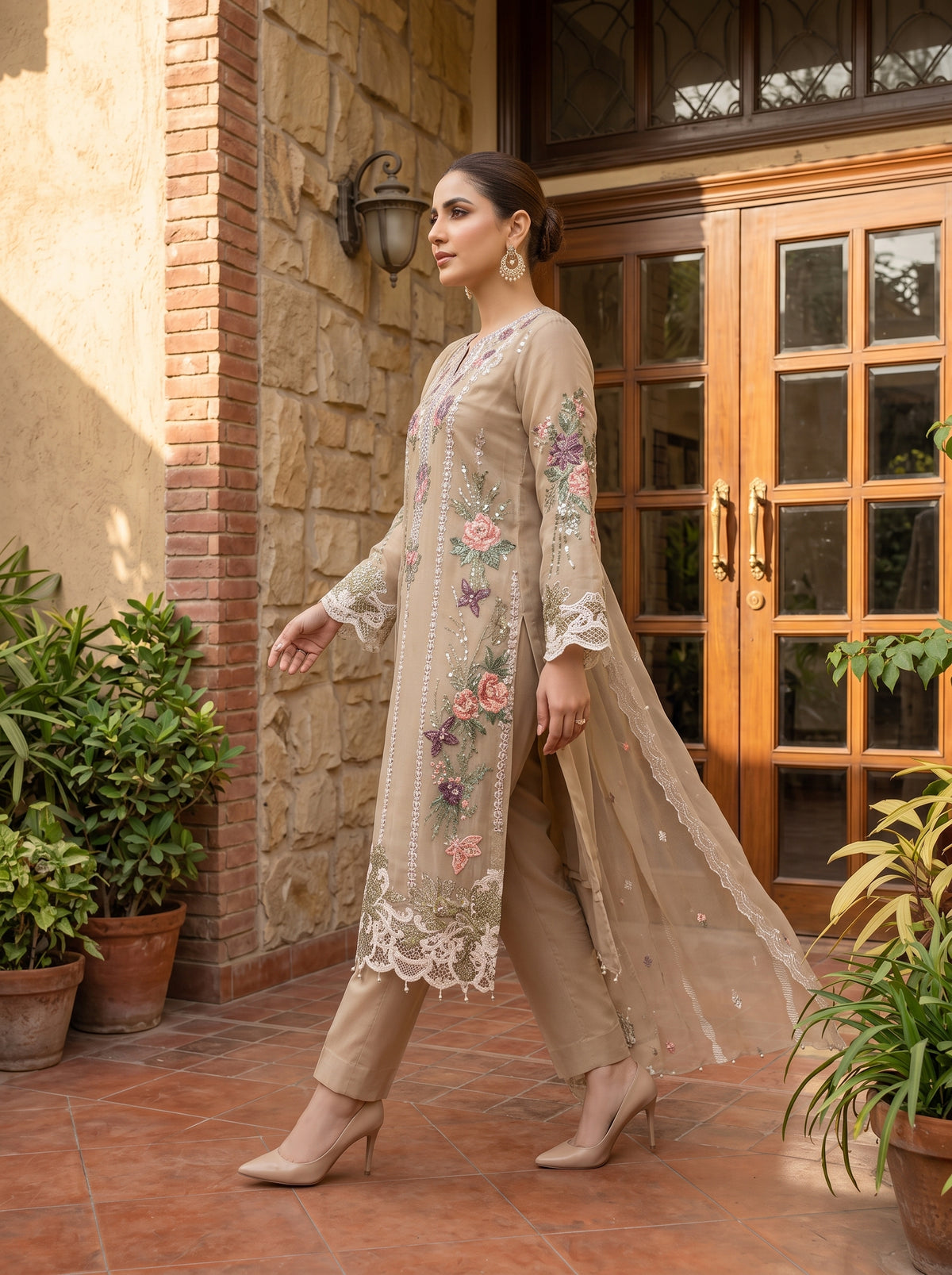 ZAFIELLE 3pcs Semi-Stitched Emb Chiffon [D-5103]