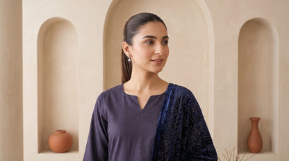 ZAUQ 3pcs Un-Stitched Emb Dhanak [D-6647]