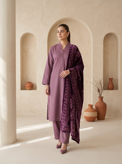 ZAUQ 3pcs Un-Stitched Emb Dhanak [D-6648]