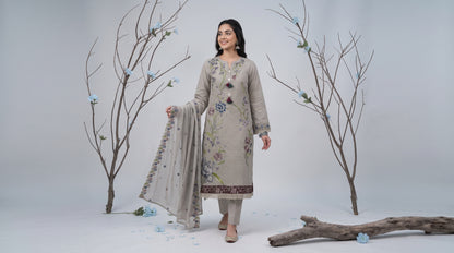 ZARAFAT 3pcs Semi-Stitched Emb Lawn [D-4816]