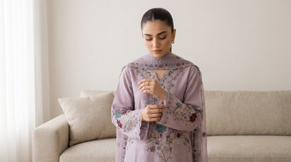 ARIBA 3pcs Stitched Fancy Emb Khaddi [D-5845]