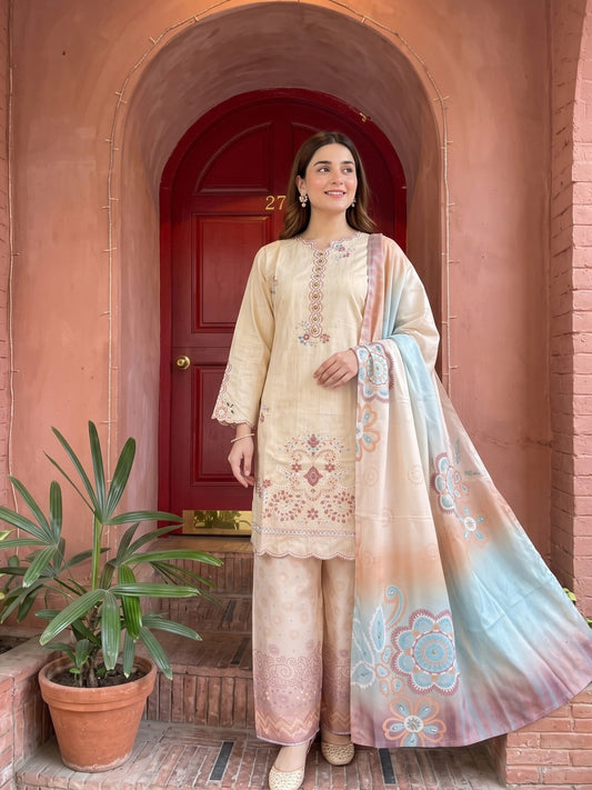 NAZIK 3pcs Stitched Emb Khaddi [D-1798]
