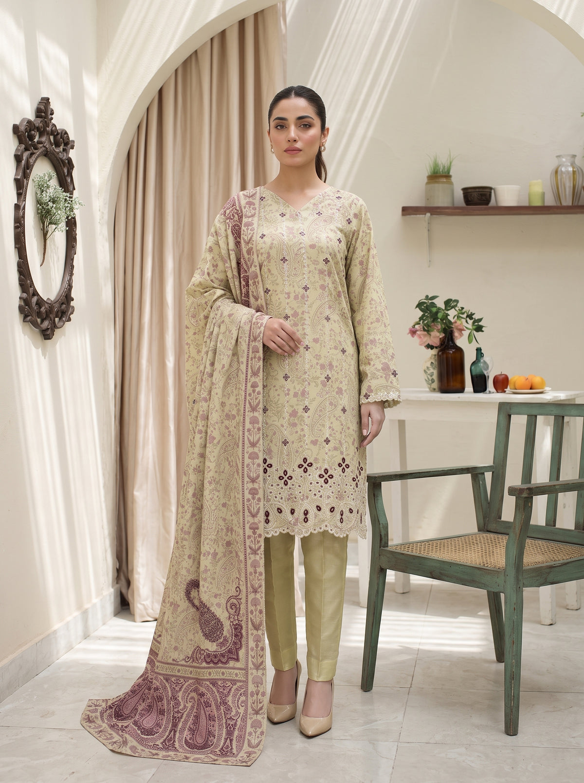 SAHAR 3pcs Un-Stitched Emb Viscose [D-6603]