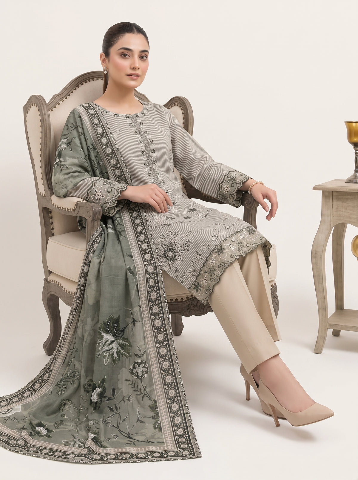 SOULAY 3pcs Un-Stitched Emb Viscose [D-6161]