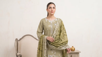 SOULAY 3pcs Un-Stitched Emb Viscose [D-6160]