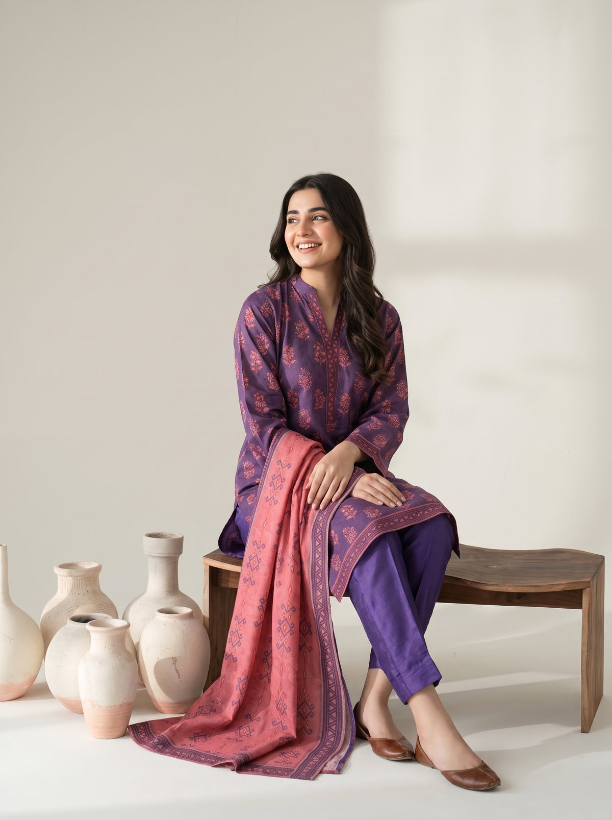 RESHAM 3pcs Un-Stitched Printed Khaddar [D-6287]