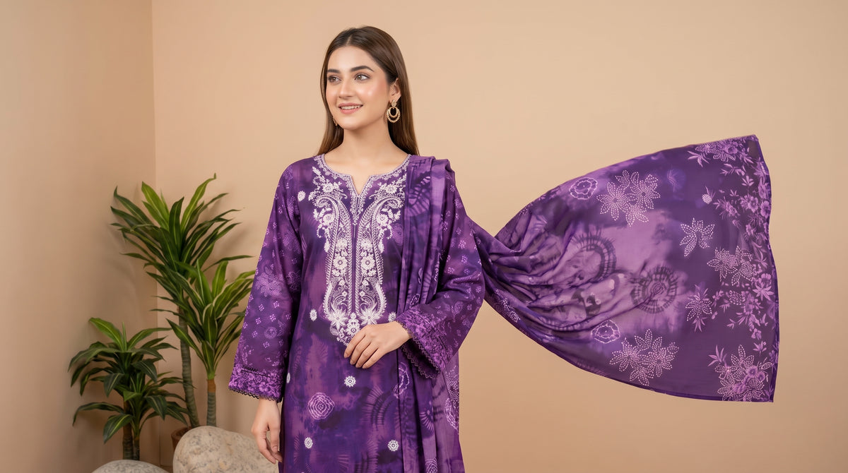 MAHIRI 3pcs Un-Stitched Emb Printed Staple [D-5921]