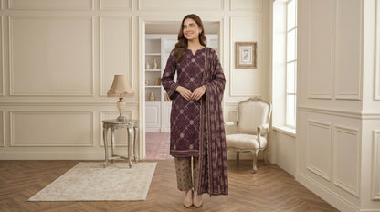 MARIUM 3pcs Un-Stitched Emb Printed Lawn [D-4137]