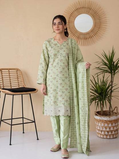 QAINAAT V1 3pcs Un-Stitched Emb Dhanak [D-6554]
